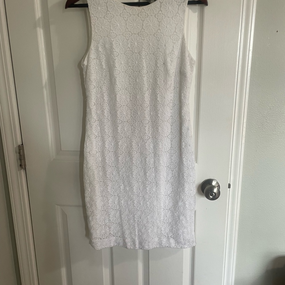 Taylor White Floral Lace Sleeveless Shift Dress Women’s Size 8